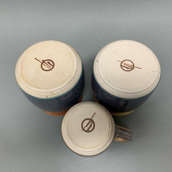 Royce Yoder Stoneware Pottery Purple Multicolor Jars Containers Cup Lot of 3 - Picture 7 of 7